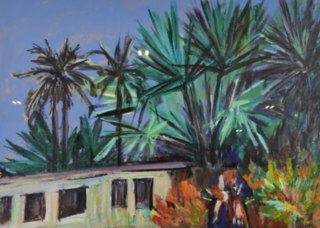 Acryl schilderij, Maya Wildevuur, Banjul, 1998